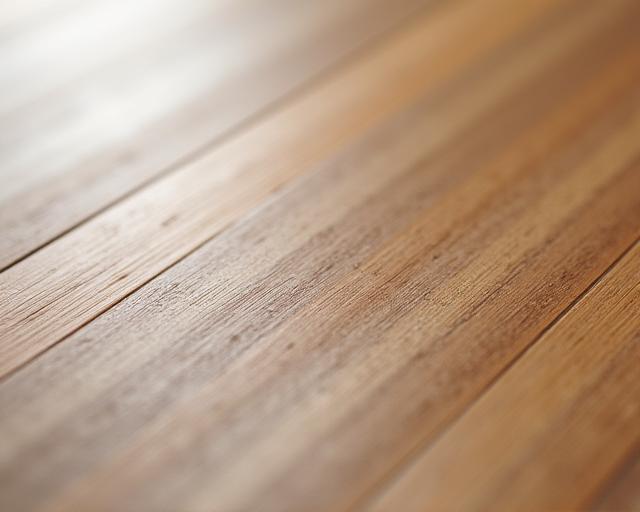 A close-up of sustainable bamboo flooring and recycled timber.
